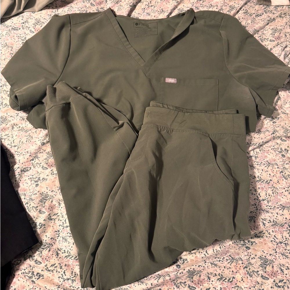 Olive Green Scrub Set